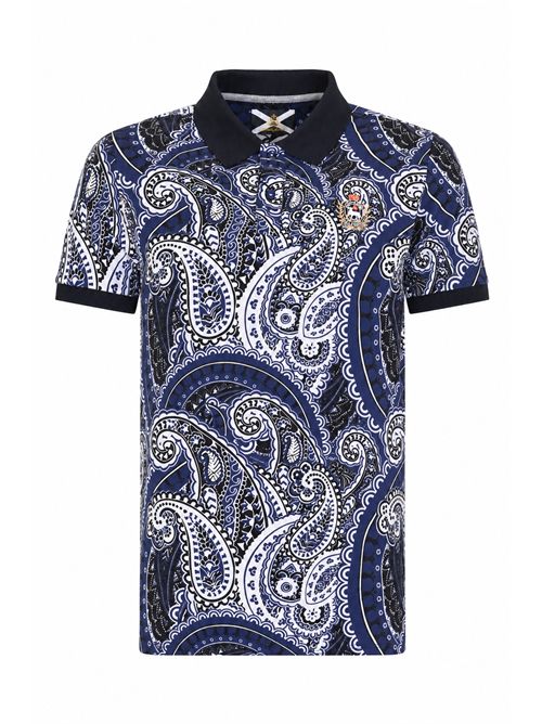 Polo Abarth in cotone stretch stampato Blu JOHNNY LAMBS | ABARTH740